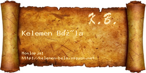 Kelemen Béla névjegykártya