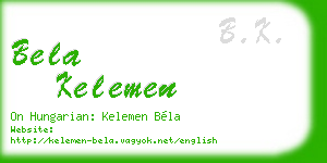 bela kelemen business card